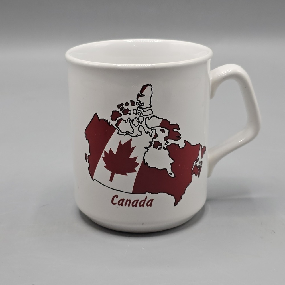 Vintage Canada Candis Flag Ceramic Coffee Mug Cup Made In England Hand Decorated